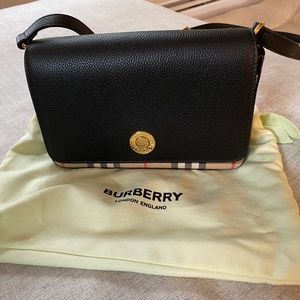 Small leather and vintage check crossbody bag